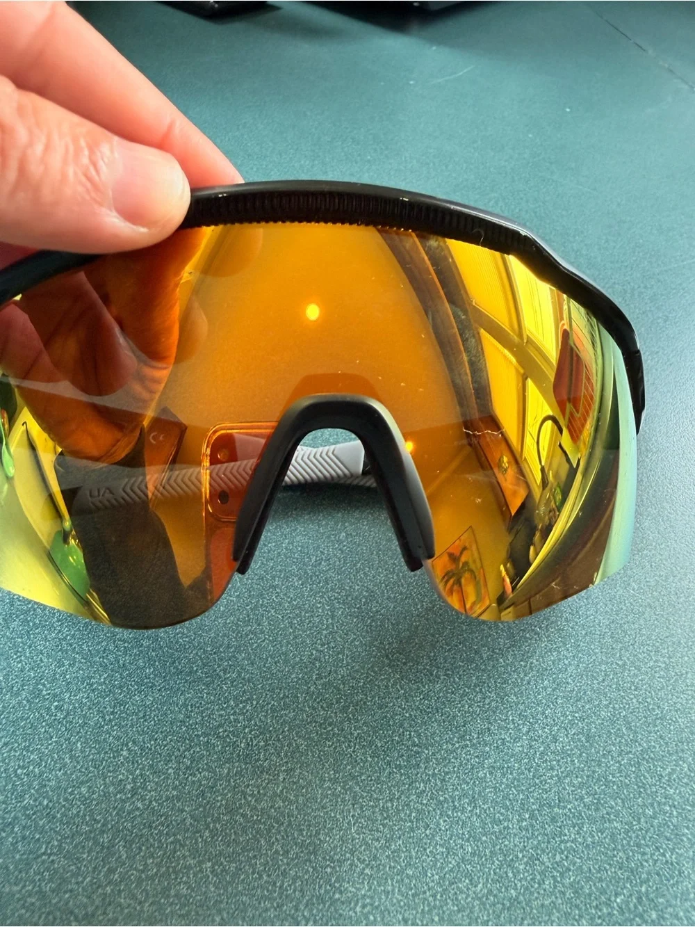Under Armour Performance Wraparound Sunglasses in Amber/Gold Mirror